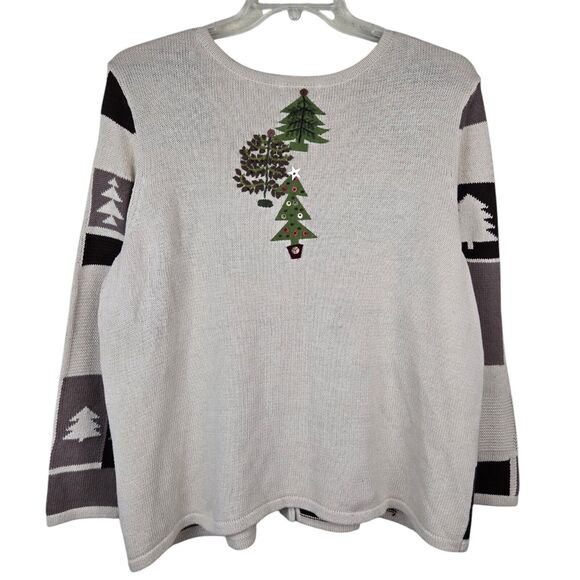 CJ Banks Limited Edition 2010 2X Christmas Tree Cardigan Sweater Beads Sequins - Picture 2 of 8